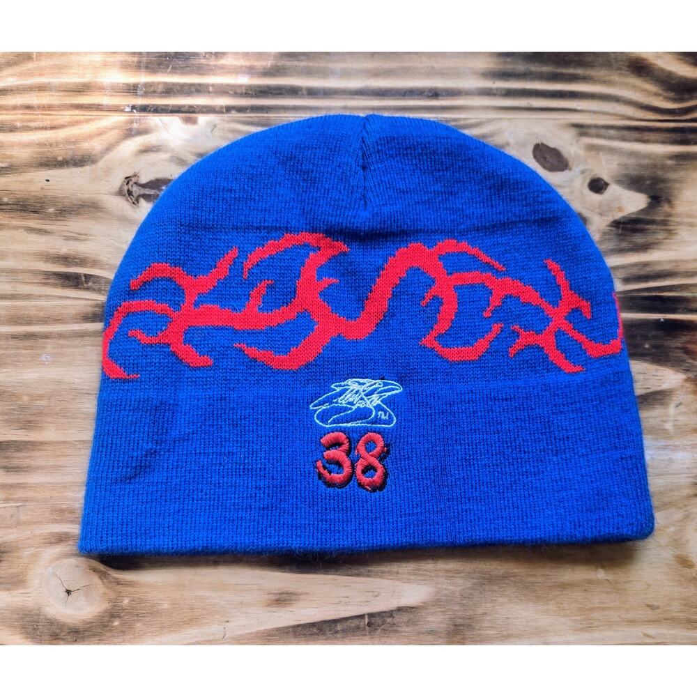 Vintage Nascar Beanie Elliott Sadler #38 Auto Racing Blue And Red